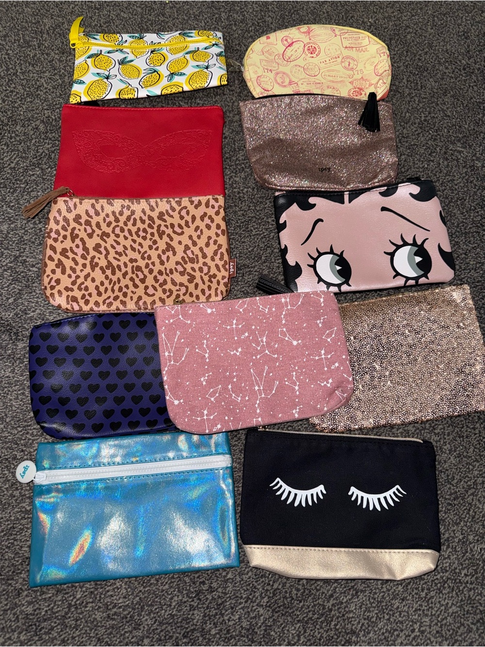 Lot of 11 Ipsy Makeup Bags Cosmetic Pouches Travel Toiletry Bags Mixed Styles